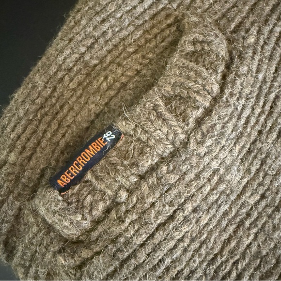 Vintage Abercrombie and Fitch Cozy Brown Knit Hoodie Y2K 100% wool - Picture 3 of 6